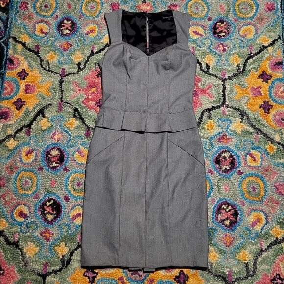 Express Design Studio Sweetheart Neck Peplum Waist Dress Grey Women's 2 - Picture 1 of 6